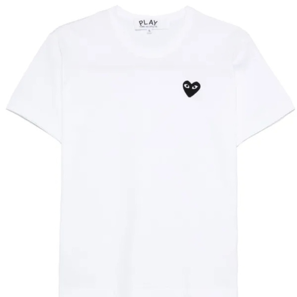 Comme des Garcons White Tee with Black Heart Patch